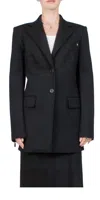 Helmut Lang Waisted Ponte Blazer In Black In Black