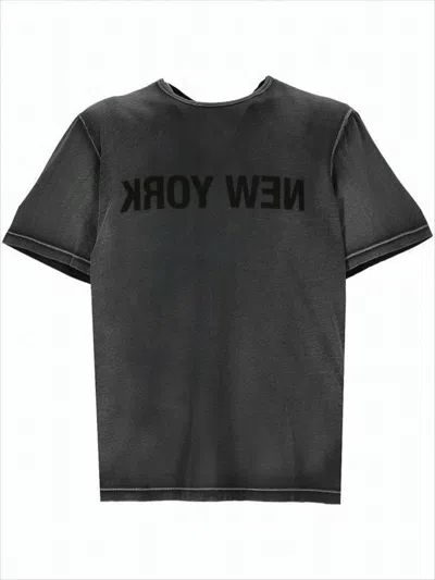 Helmut Lang Washed Black Short-sleeve T-shirt With Reversed Print In Gray