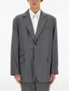 Helmut Lang Oversized Wool Blazer In Gray