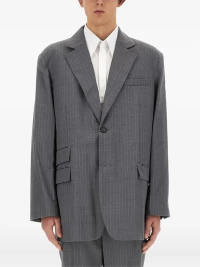 Helmut Lang Oversized Wool Blazer In Grey