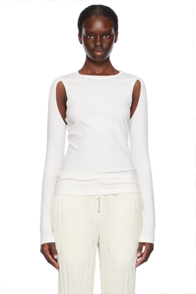 Helmut Lang White Cutout Sweater In Optic White