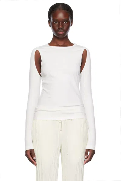HELMUT LANG WHITE CUTOUT SWEATER