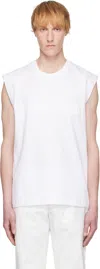 Helmut Lang White Embossed Logo Tank Top