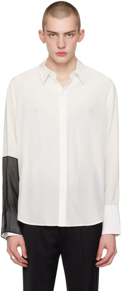 Helmut Lang White Relaxed Shirt In White/black Combo