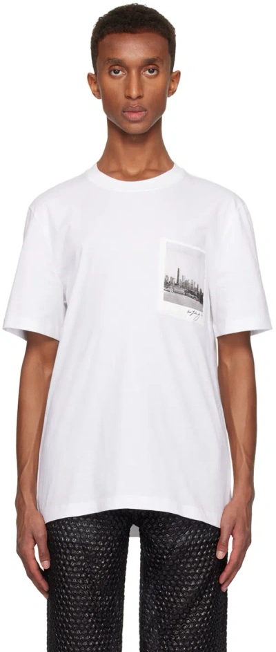HELMUT LANG WHITE SKYLINE POSTCARD T-SHIRT