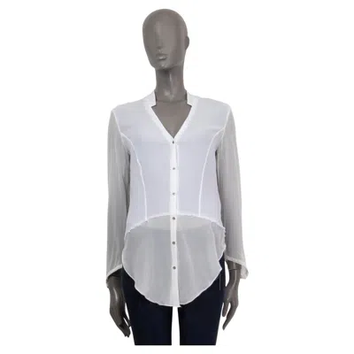 Pre-owned Helmut Lang White Viscose Crinkled Sheer Button Down Shirt S