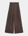 Helmut Lang Wide Double-pleat Trousers With Belt