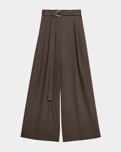 HELMUT LANG WIDE DOUBLE-PLEAT TROUSERS WITH BELT