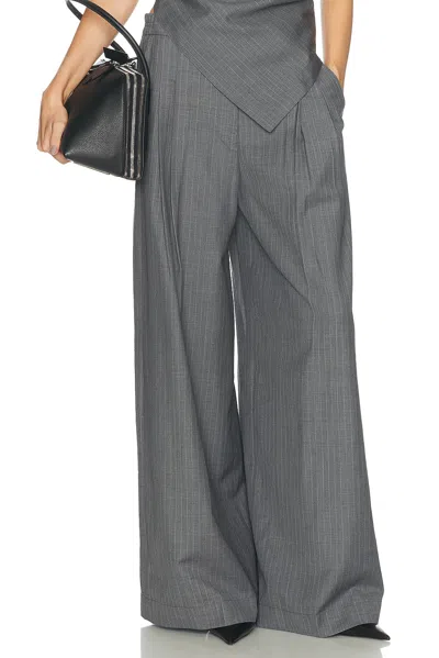 Helmut Lang Wide Double Pleated Trouser In Gray