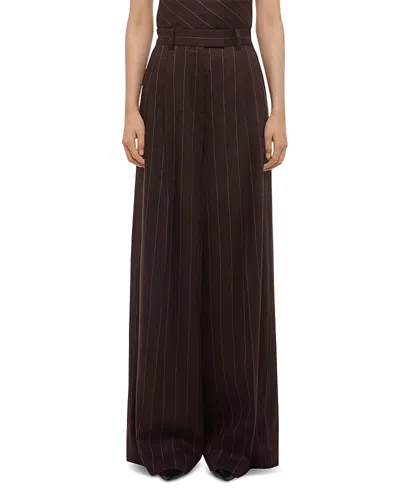 Helmut Lang Pinstripe Wide Leg Linen Blend Pants In Multi