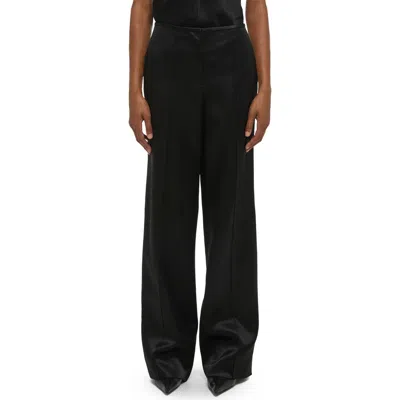 Helmut Lang Wide Leg Satin Pants In Black