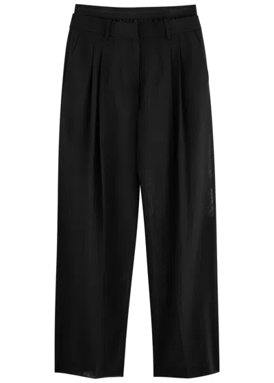 Helmut Lang Wide-leg Wool-blend Trousers In Black