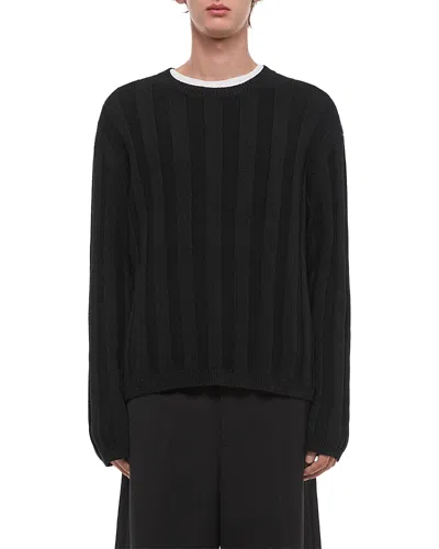 Helmut Lang Wide Rib Crewneck Sweater In Black