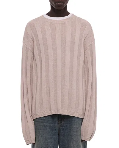 Helmut Lang Wide Rib Crewneck Sweater In Brown
