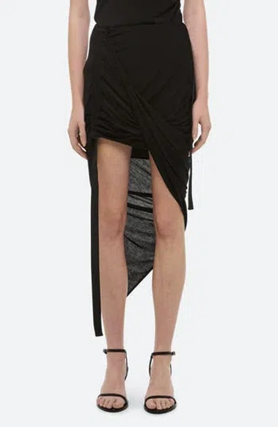 Helmut Lang Wind Asymmetric Jersey Skirt In Black
