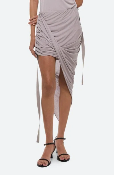 Helmut Lang Wind Asymmetric Jersey Skirt In Grey Lavender