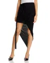 Helmut Lang Draped Jersey Skirt With Adjustable Side Strap In Black