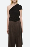 Helmut Lang Wind Convertible Asymmetric Cutout Jersey Top In Black