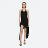 Helmut Lang Womens Black Wind Halter Asymmetric Jersey Mini Dress In Black