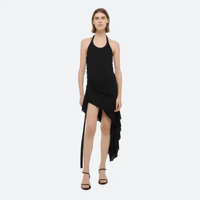 Helmut Lang Womens Black Wind Halter Asymmetric Jersey Mini Dress
