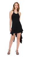 Helmut Lang Womens Black Wind Halter Asymmetric Jersey Mini Dress In Black