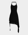Helmut Lang Womens Black Wind Halter Asymmetric Jersey Mini Dress In Black