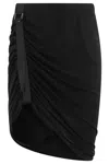 Helmut Lang Draped Jersey Skirt With Adjustable Side Strap In Black