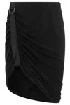 Helmut Lang Draped Jersey Skirt With Adjustable Side Strap