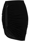 Helmut Lang Draped Jersey Skirt With Adjustable Side Strap In Black