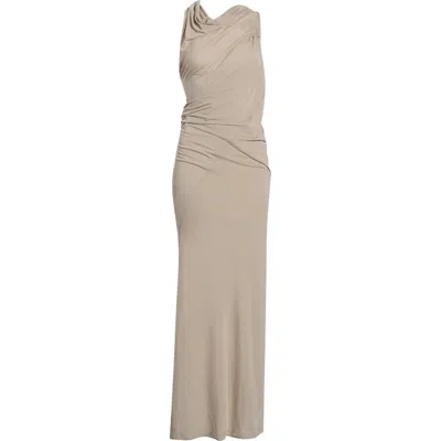 Helmut Lang Wind Ruched Jersey Maxi Dress In Neutral