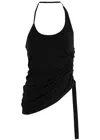 Helmut Lang Wind Ruched Jersey Top In Black