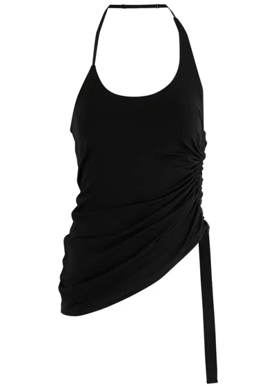 Helmut Lang Wind Ruched Jersey Top In Black