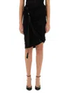 Helmut Lang Draped Jersey Skirt With Adjustable Side Strap