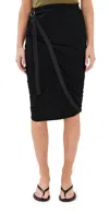 Helmut Lang Draped Jersey Skirt With Adjustable Side Strap In Black