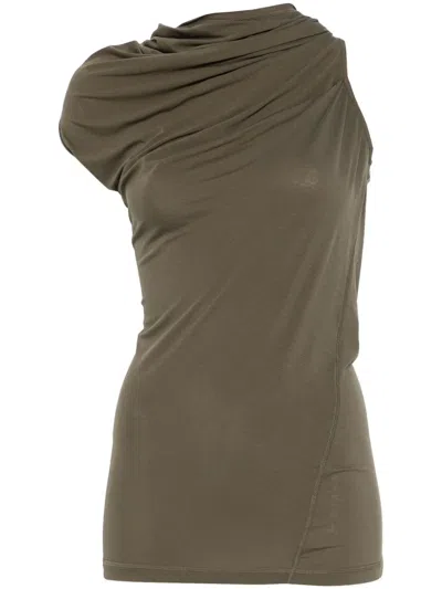 Helmut Lang Khaki Sleeveless Wind Top In Green