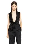 Helmut Lang Draped Viscose Satin Sleeveless Top In Black