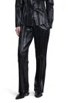 Helmut Lang Pull-on Pleated Leather Car Trousers In Black