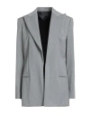 Helmut Lang Woman Blazer Grey Size 8 Wool, Virgin Wool, Elastane In Gray