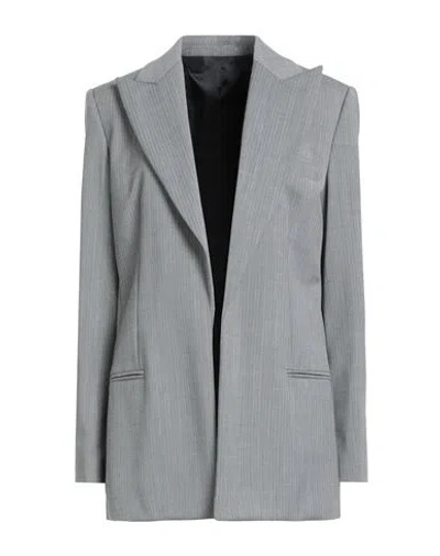 Helmut Lang Woman Blazer Grey Size 8 Wool, Virgin Wool, Elastane In Gray