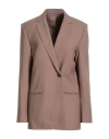 Helmut Lang Woman Blazer Light Brown Size 10 Polyester, Virgin Wool, Elastane In Sand