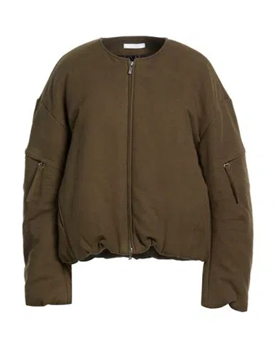 Helmut Lang Woman Jacket Military Green Size M Cotton, Elastane In Brown