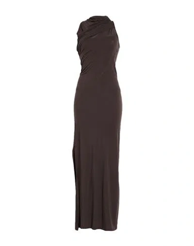 Helmut Lang Woman Maxi Dress Chocolate Brown Size L Lyocell, Elastane