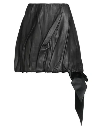 Helmut Lang Woman Mini Skirt Black Size 8 Lambskin
