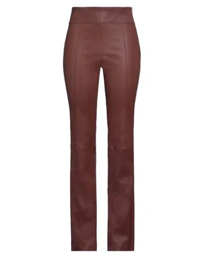 Helmut Lang Woman Pants Brown Size 10 Lambskin