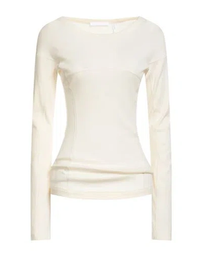 Helmut Lang Woman T-shirt Cream Size L Pima Cotton, Modal In White