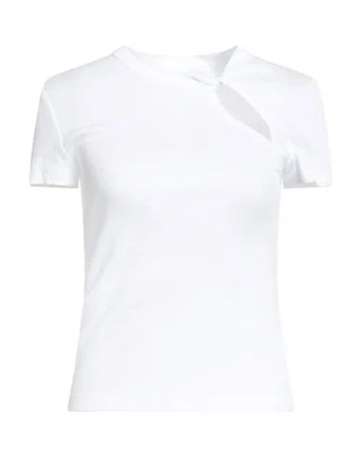 Helmut Lang Woman T-shirt White Size S Cotton In Brown