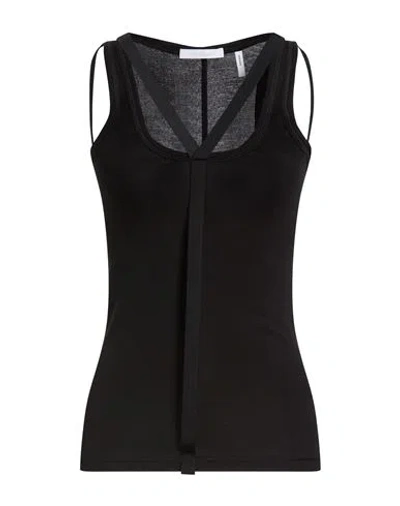 Helmut Lang Woman Tank Top Black Size L Pima Cotton, Modal