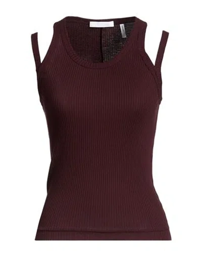 Helmut Lang Woman Tank Top Burgundy Size M Cotton, Elastane In Brown