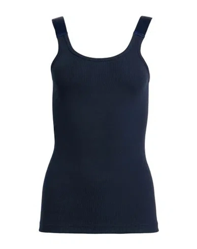 Helmut Lang Woman Tank Top Midnight Blue Size Xl Modal, Elastane
