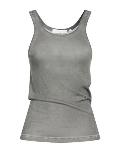 Helmut Lang Woman Tank Top Taupe Size M Pima Cotton In Gray